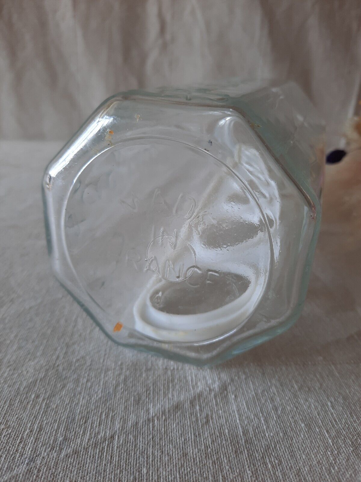 Retro Vintage Embossed Glass Spaghetti/Pasta Storage Jar Tall Linguini Container