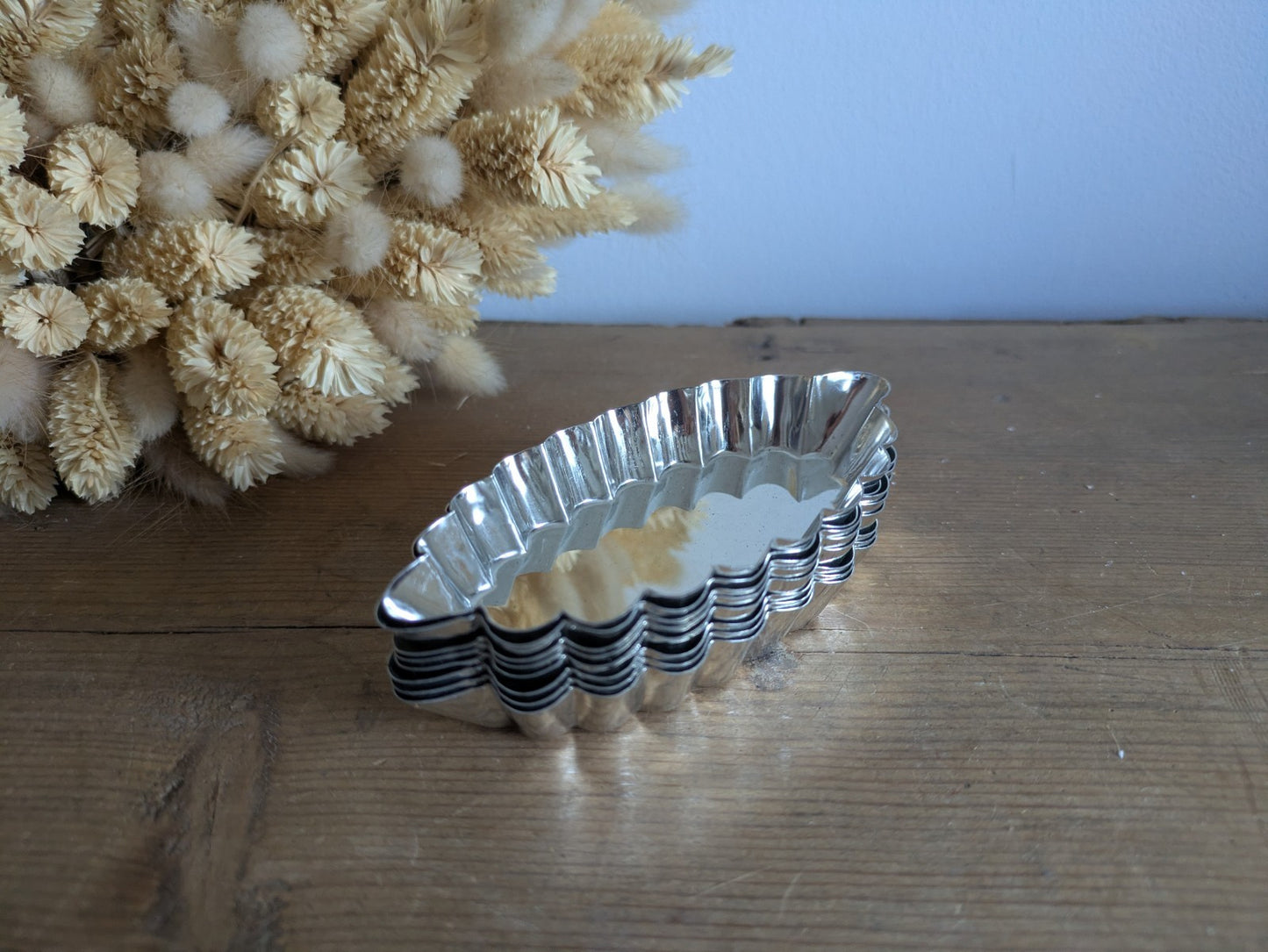 8 Metal Small Mini Fluted Tart Boat Barquette Chocolate Baking Molds OBLONG VTG 