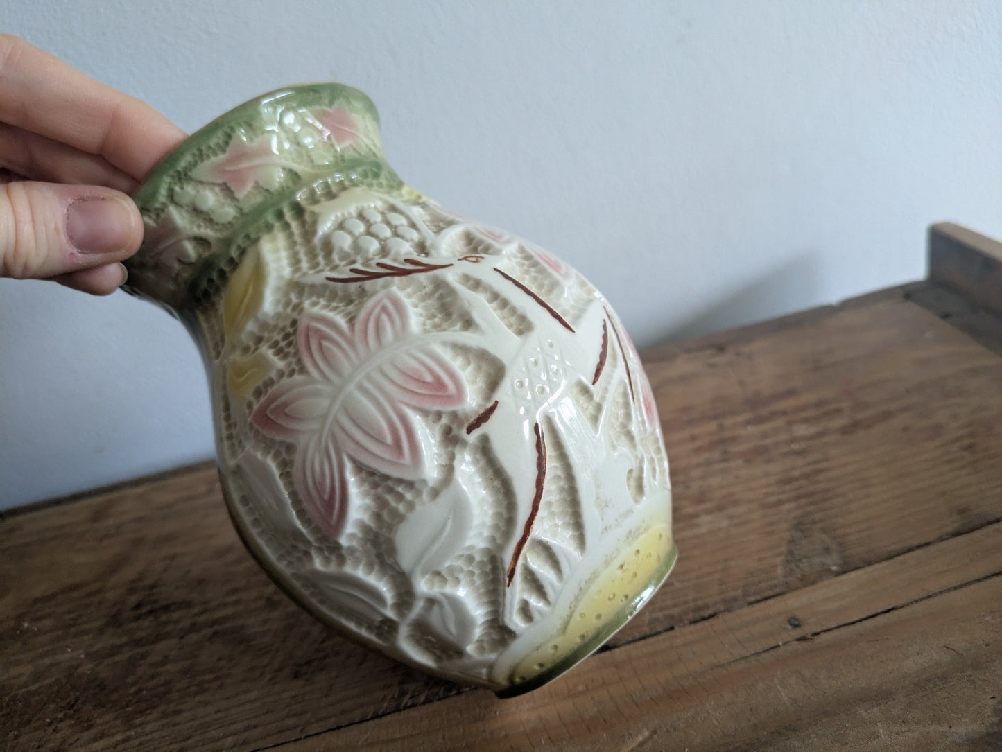 Vintage Crown Devon Vase Art Deco Leaping Deer Shorter & Son Large Ceramic Old