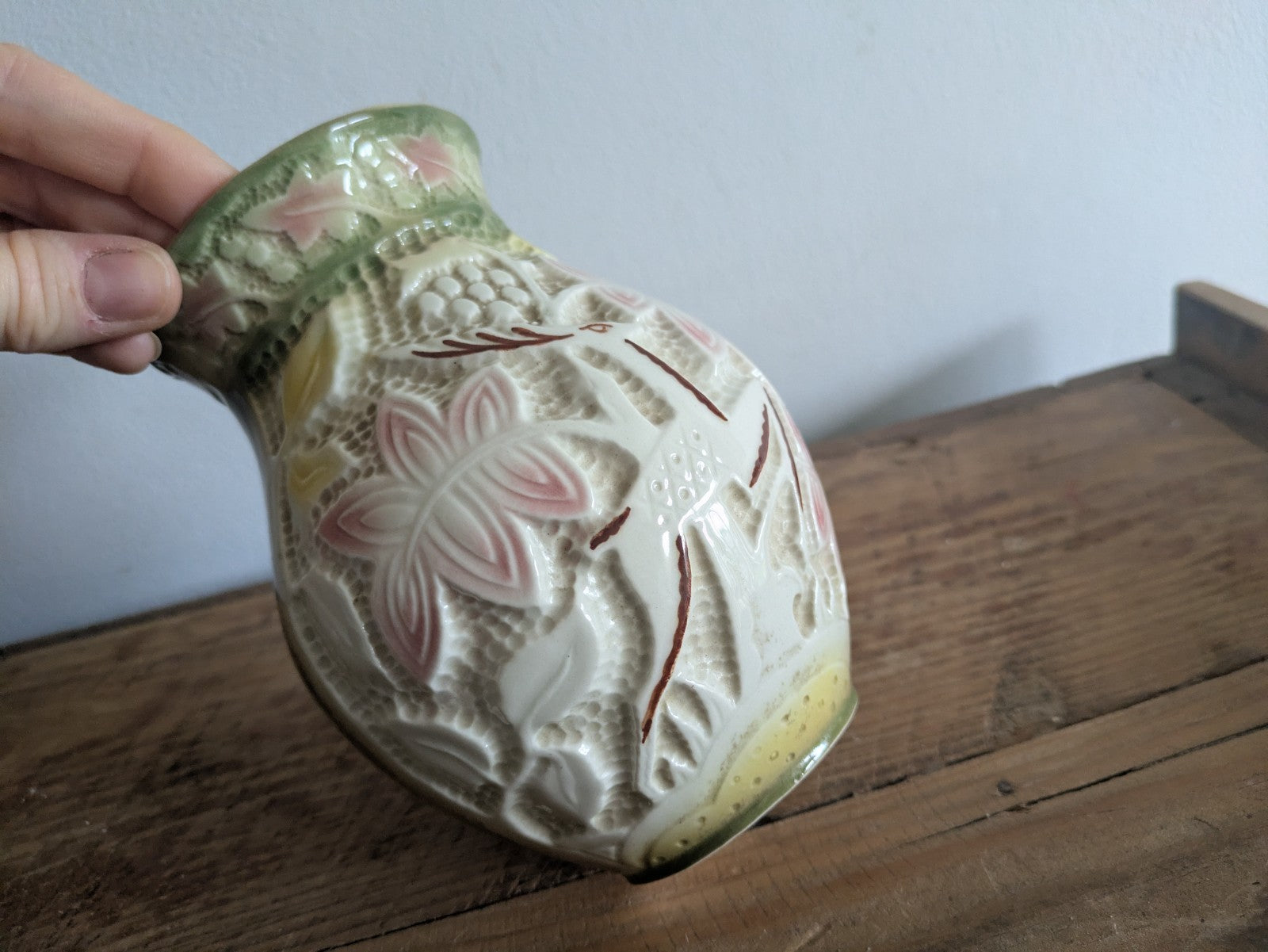 Vintage Crown Devon Vase Art Deco Leaping Deer Shorter & Son Large Ceramic Old