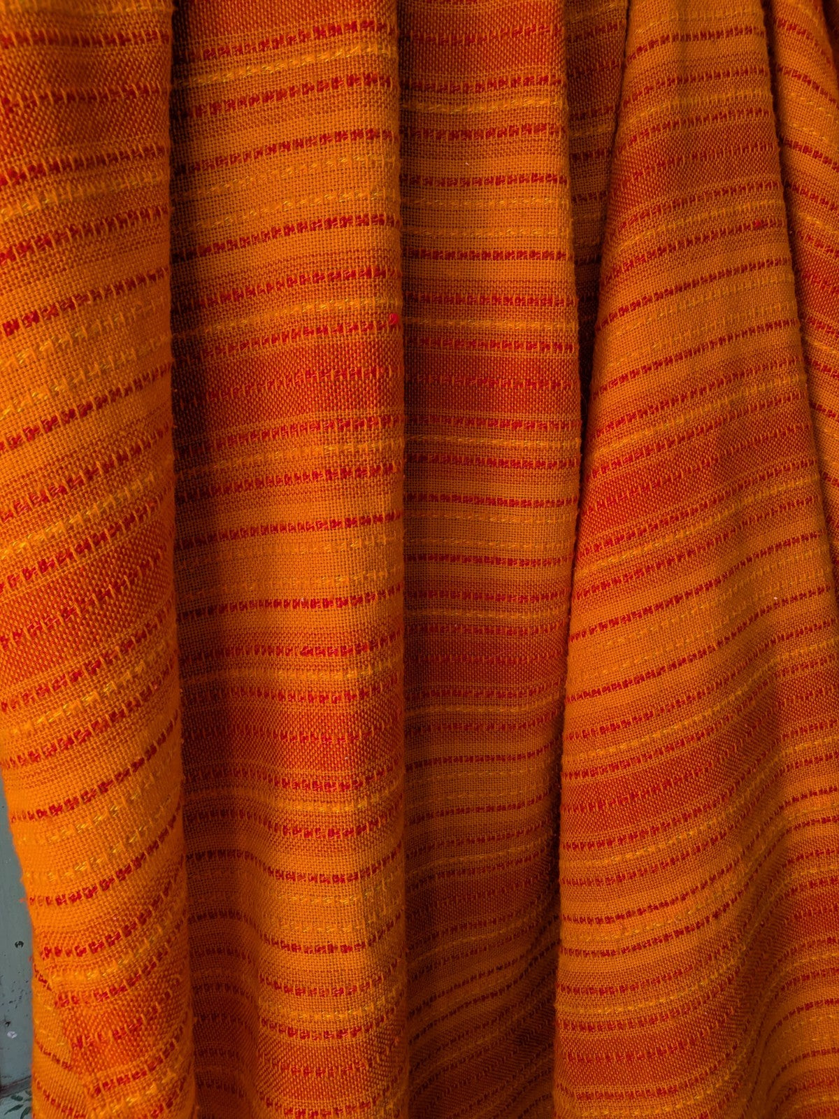 Vintage Retro Orange Polyester Double Bedspread Topper Bedding RARE Prop Woven