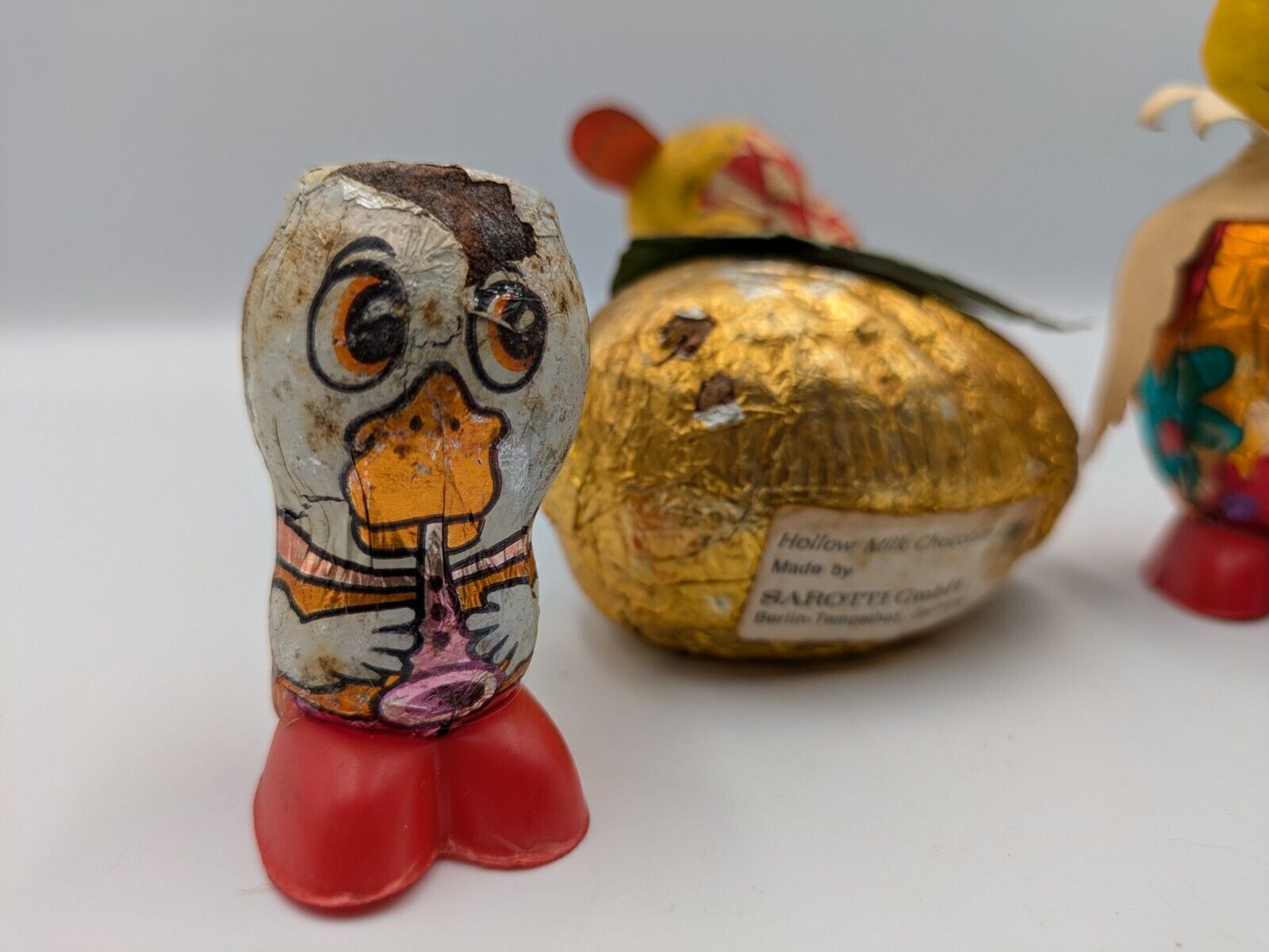 4x Vtg Chocolate Confectionary Shop Display Sarotti Chick Easter Bird Parrot Old