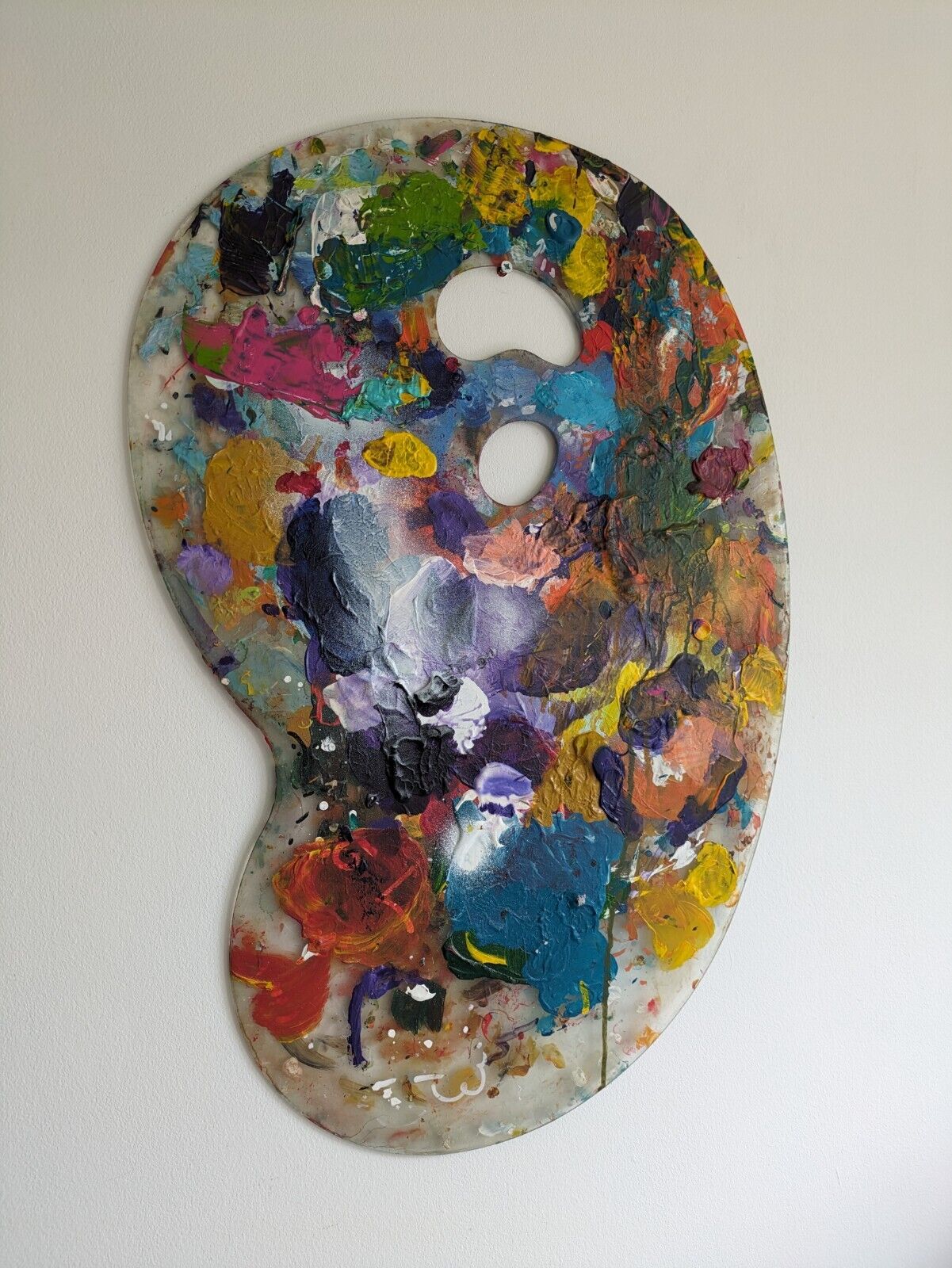 Vintage Artists palette Prop Perspex Art painting oil paints Kidney Jumbo Wall