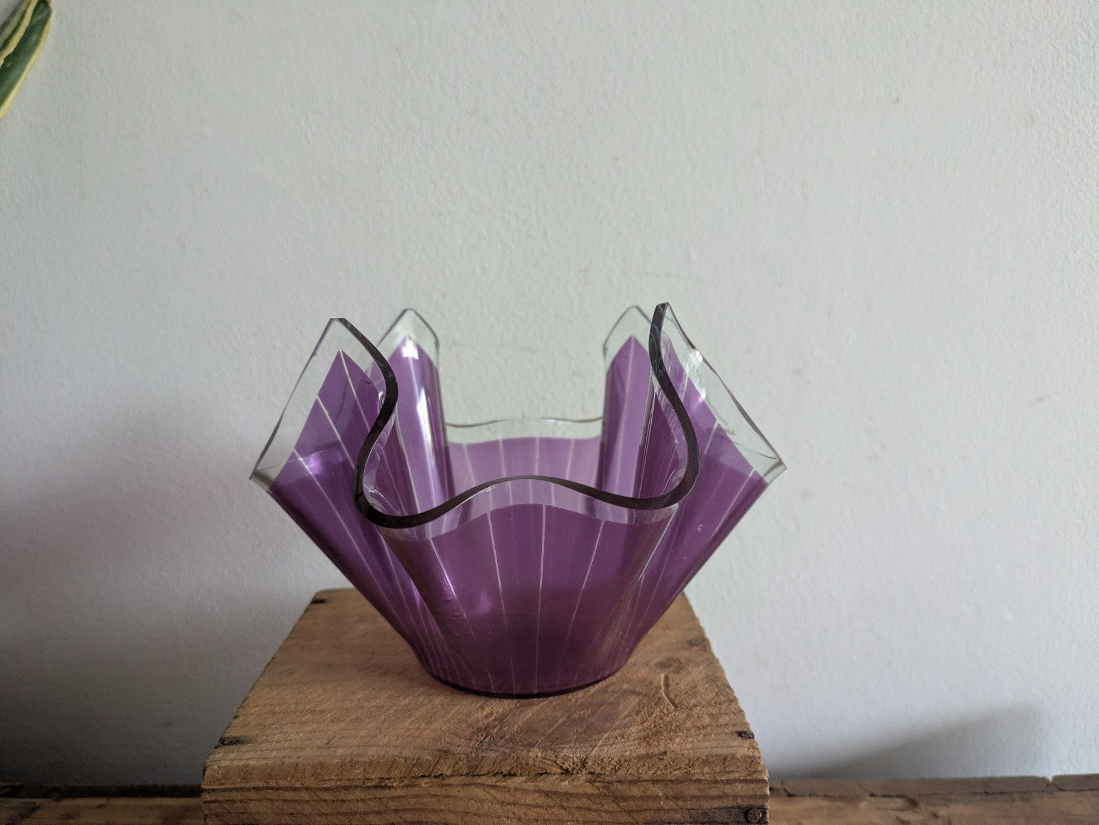 Chance Brothers Purple Glass 'Cordon' Retro Handkerchief Vase Vgc Prop Amethyst 