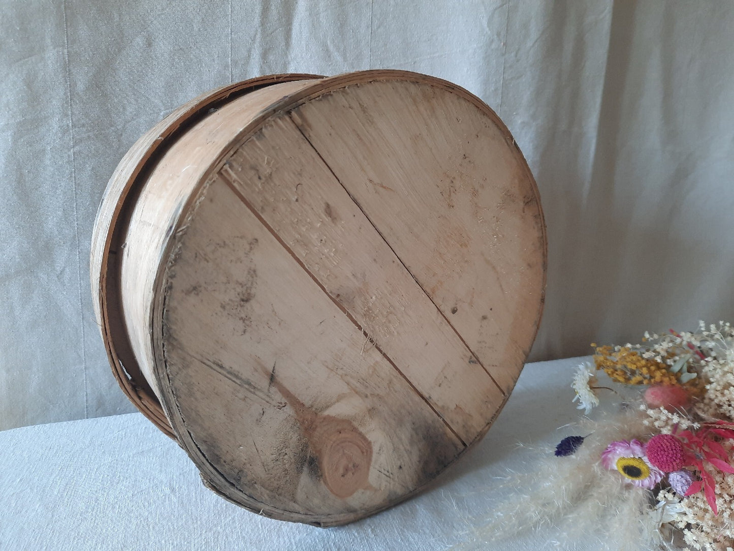 Vtg Wooden Pantry Box Hand Painted Flowers Little Sweden, USA Food Bentwood Rare