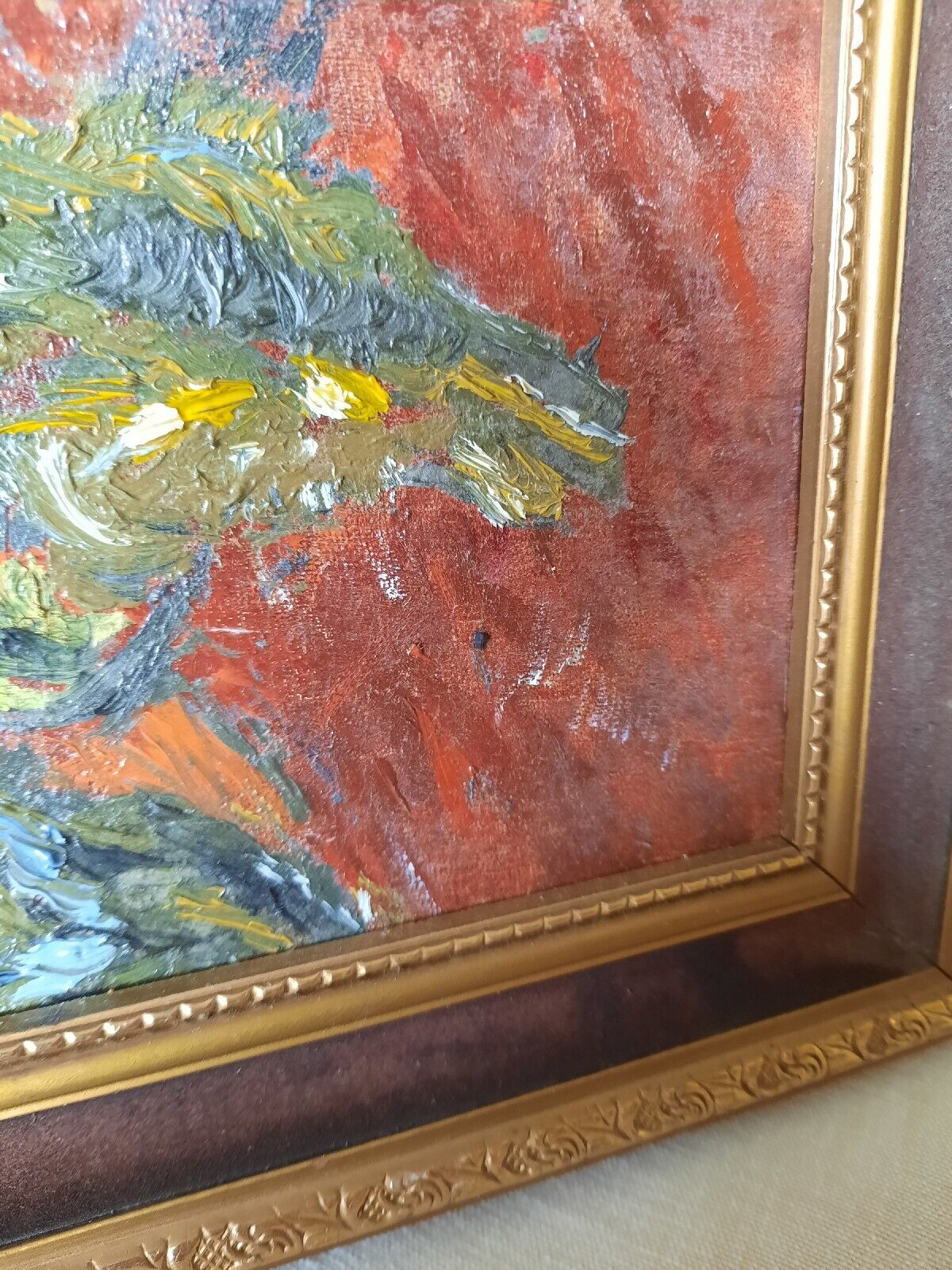 Large Original Vintage 1970s Still Life Of Sunflowers Oil On Board Painting Rare