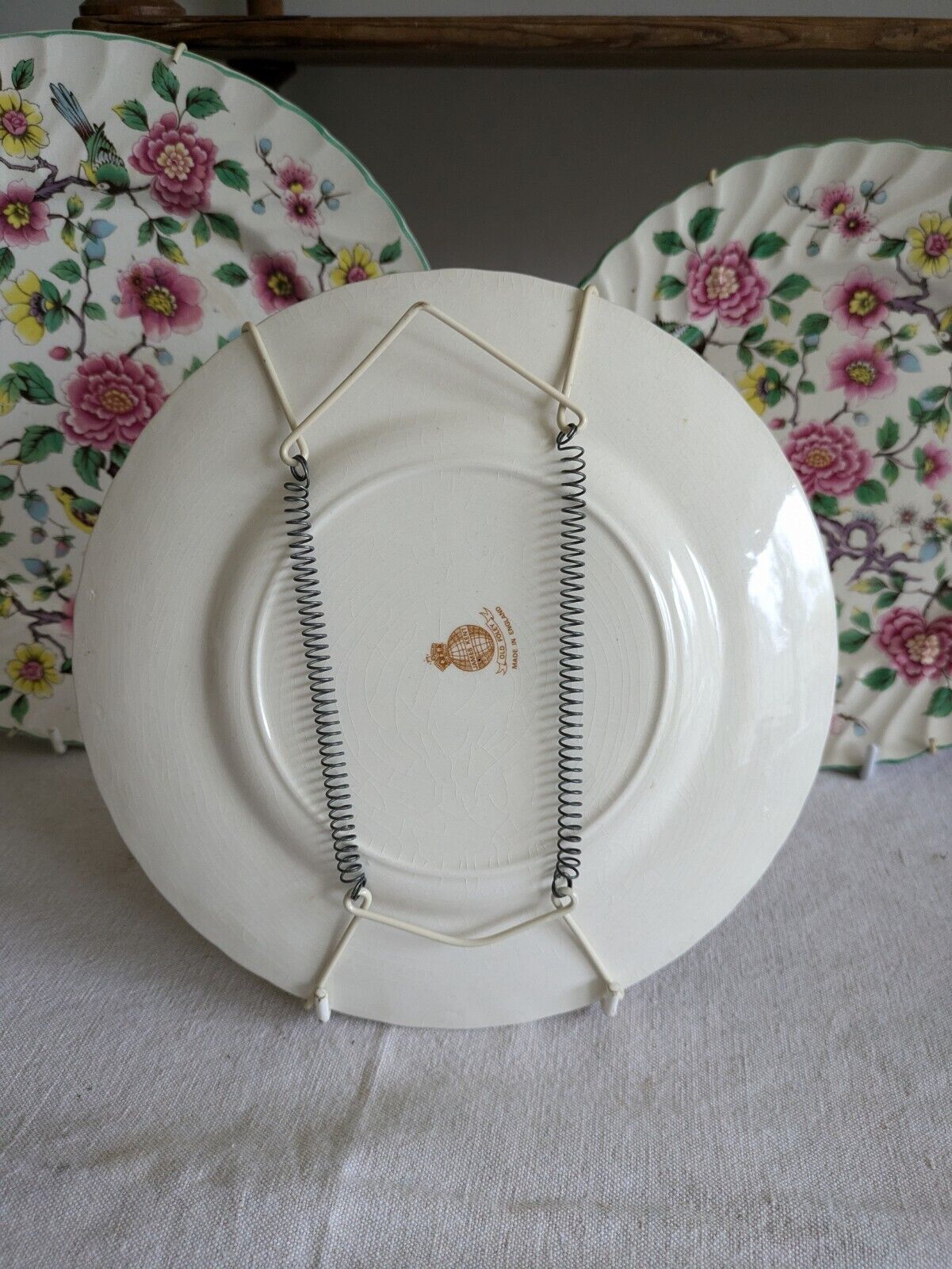 3x Vintage James Kent Old Foley 'Chinese Rose' Starter Salad Dinner Plate Set Vg