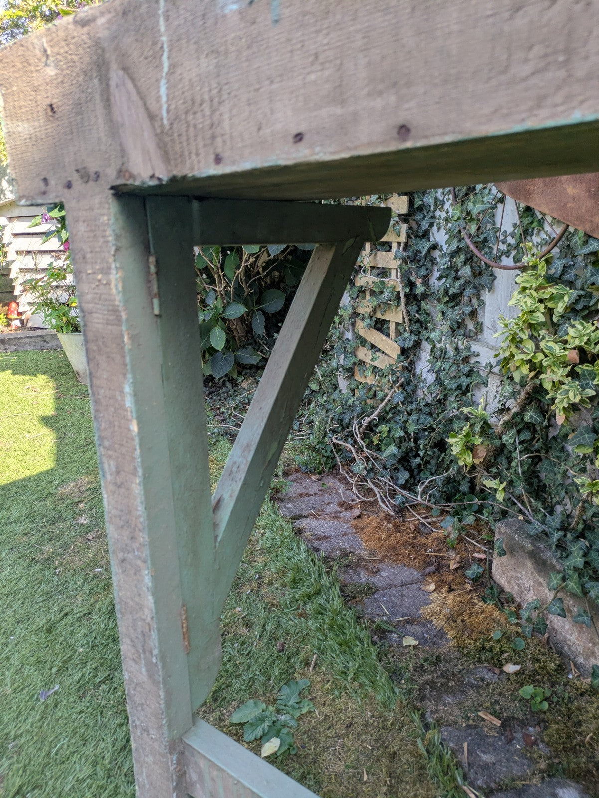 Vintage Antique Folding Table Pine Rustic Drop Down Wall Mounted Primitive Old 
