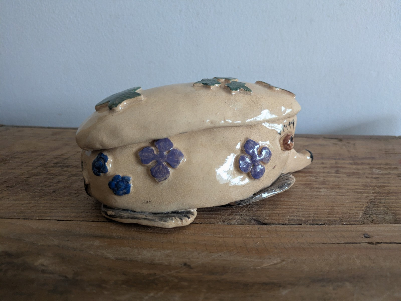 Hedgehog Artist Pottery Figure Ornamet Pot Handmade Moneybox Trinket Box Flower