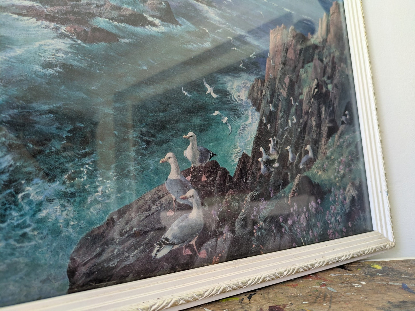 Vintage 1960s Print of "Armed Knight" Painting by Vernon Ward Retro Seascape 