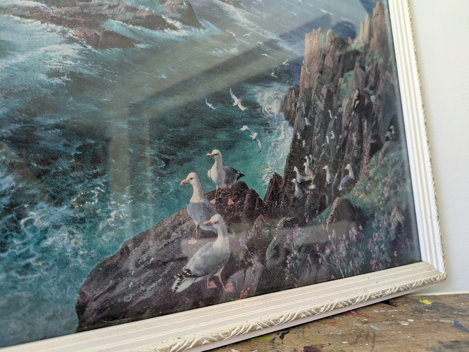 Vintage 1960s Print of "Armed Knight" Painting by Vernon Ward Retro Seascape 