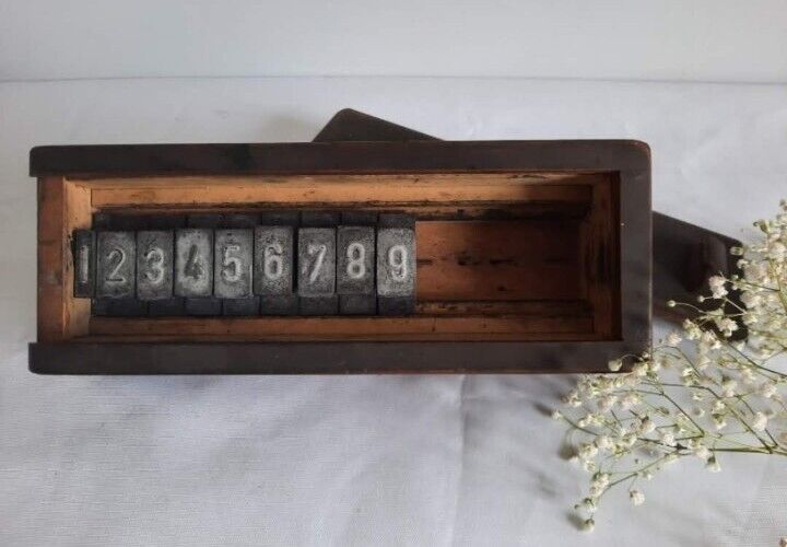 Boxed set Letterpress Printers Type Printing blocks complete numbers stamps old