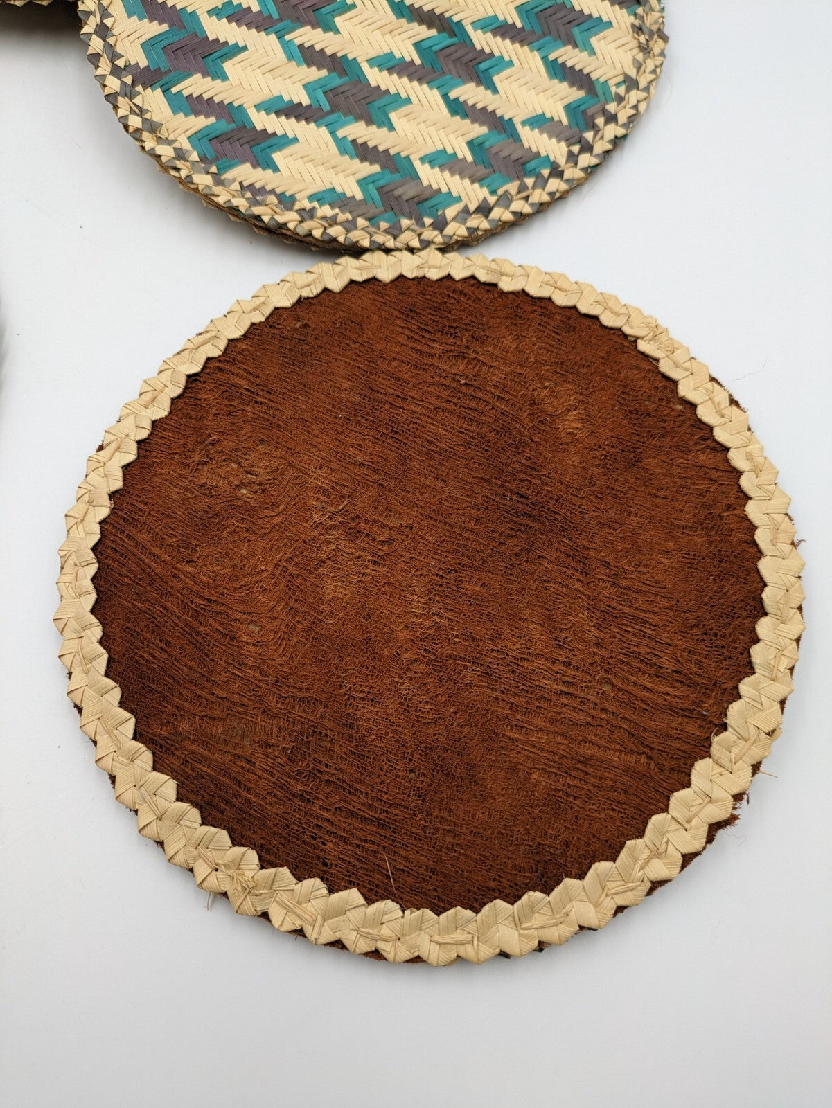 Table mat 6 PC Palm Leaf Coasters Dining Natural Heat Resistant Handmade Vtg Mat