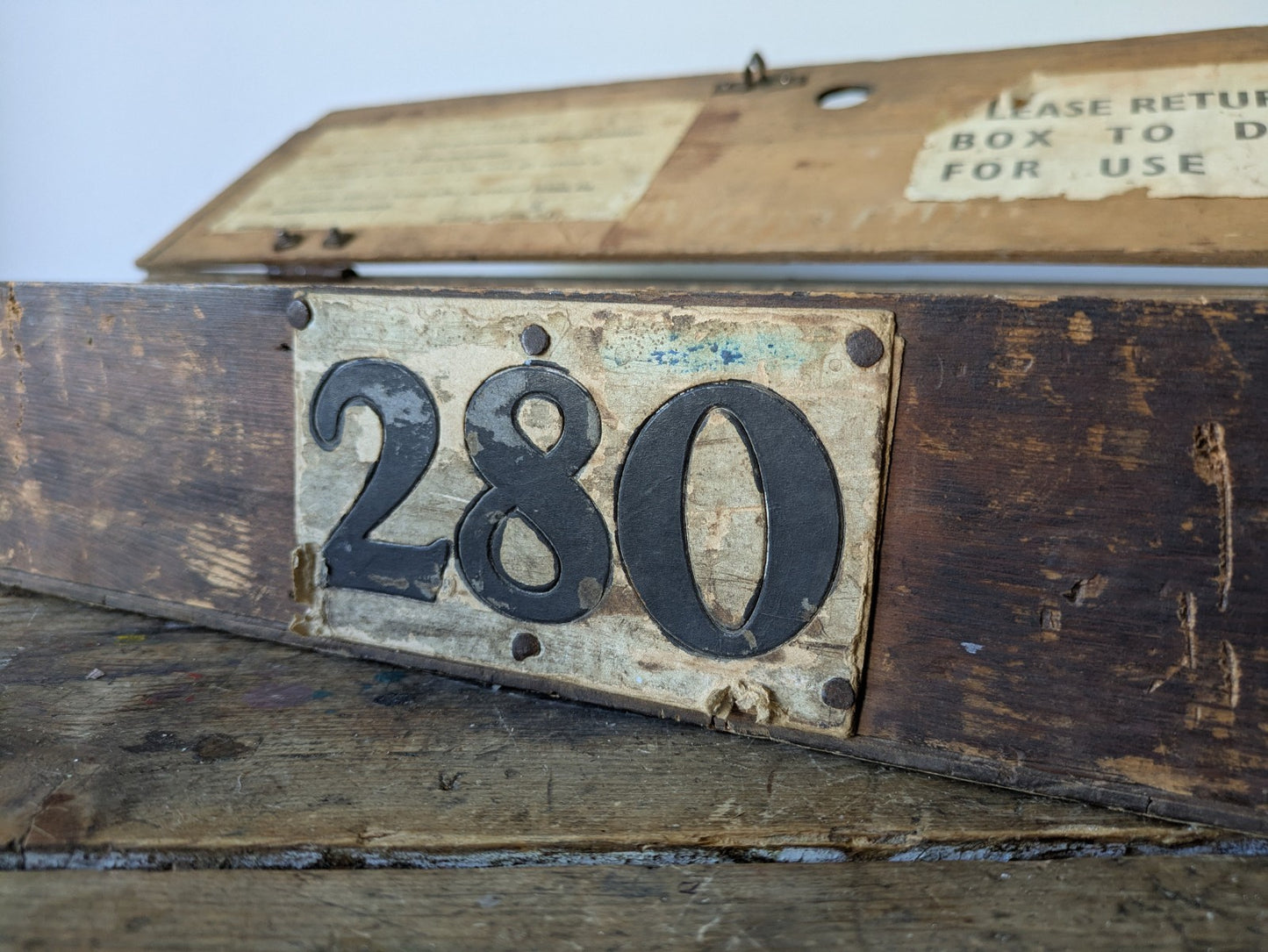 1940s VTG Bus Wooden Box Lid Compartment Storage Crate Display Artist Tool Chest
