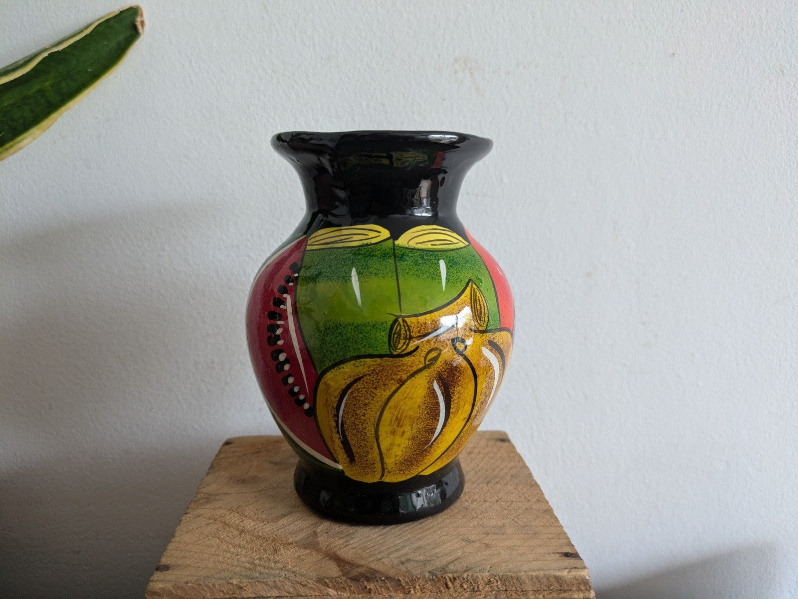 Vtg Talavera Pottery Vase Mexican Folk Art Hand Painted Glazed Terracotta Fruit