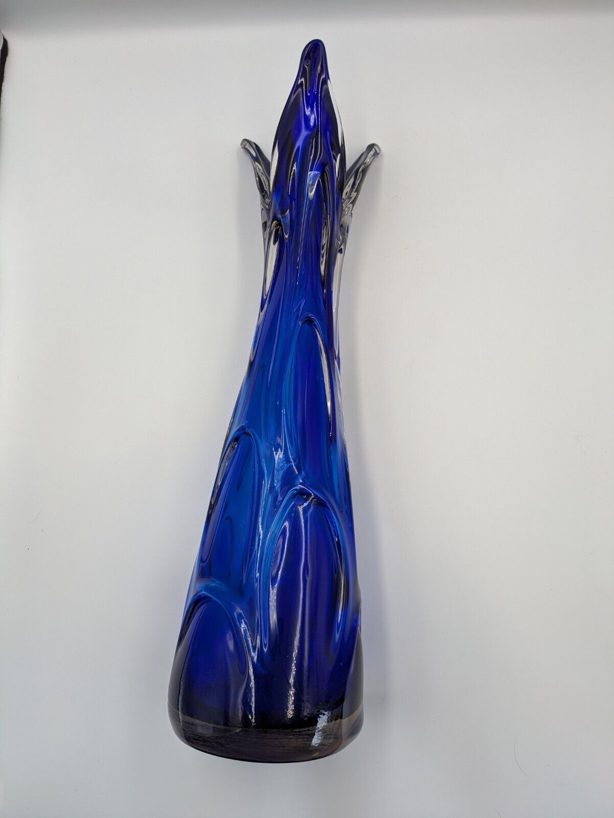 Vintage Bohemian Large Glass Vase By Jan Beranek, Skrdlovice Colbalt Blue 1960’s