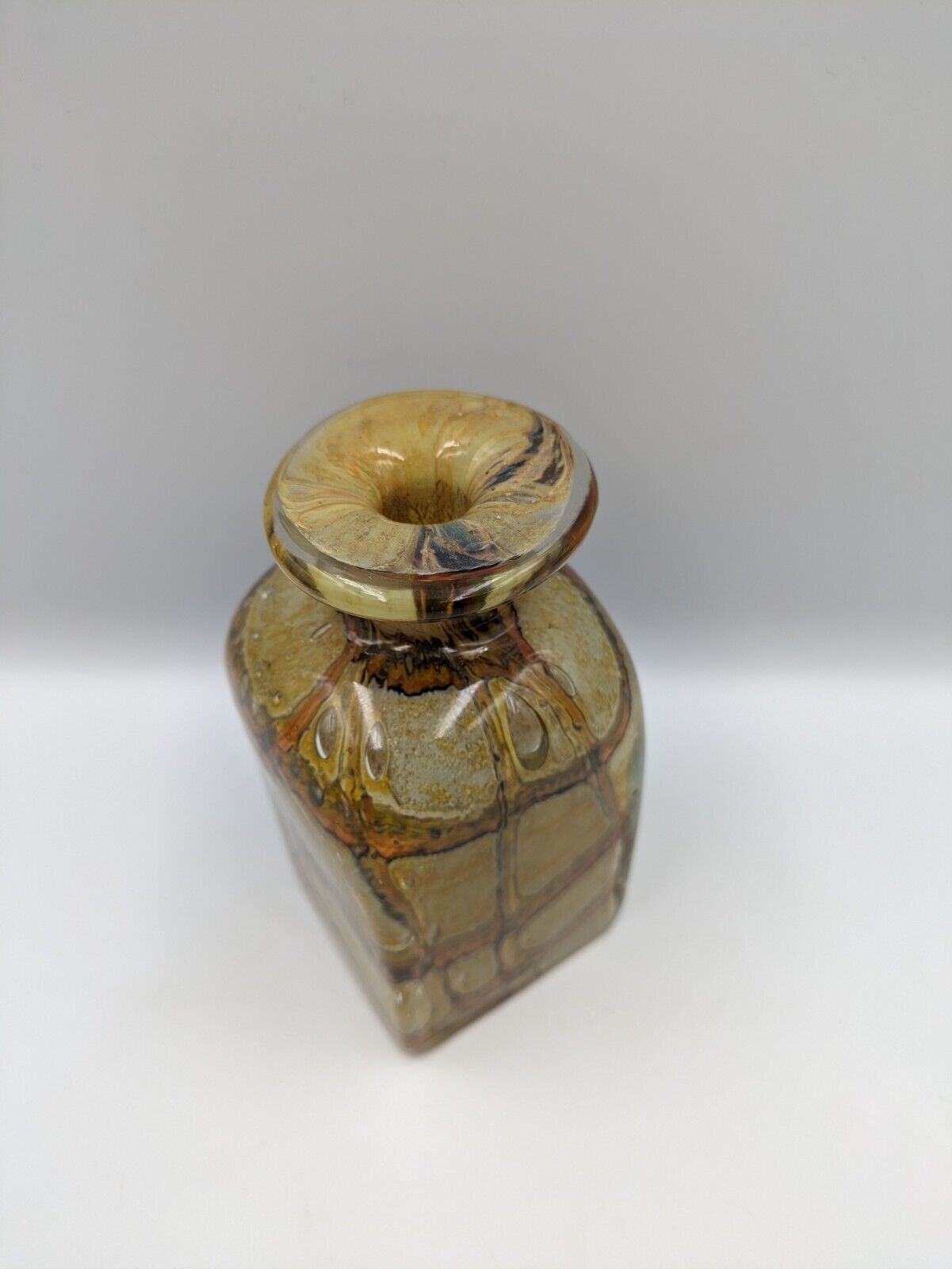 Rare Vtg Mid Cntury Mdina 70s Art Glass Bottle Mdg Vase Earthtones Vicente Boffo