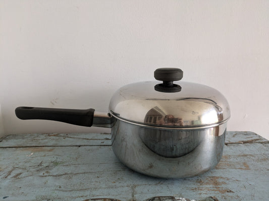 Vintage Retro Meyer Stainless Steel Cookware Stock Pot Saucepan w/lid Prop Old
