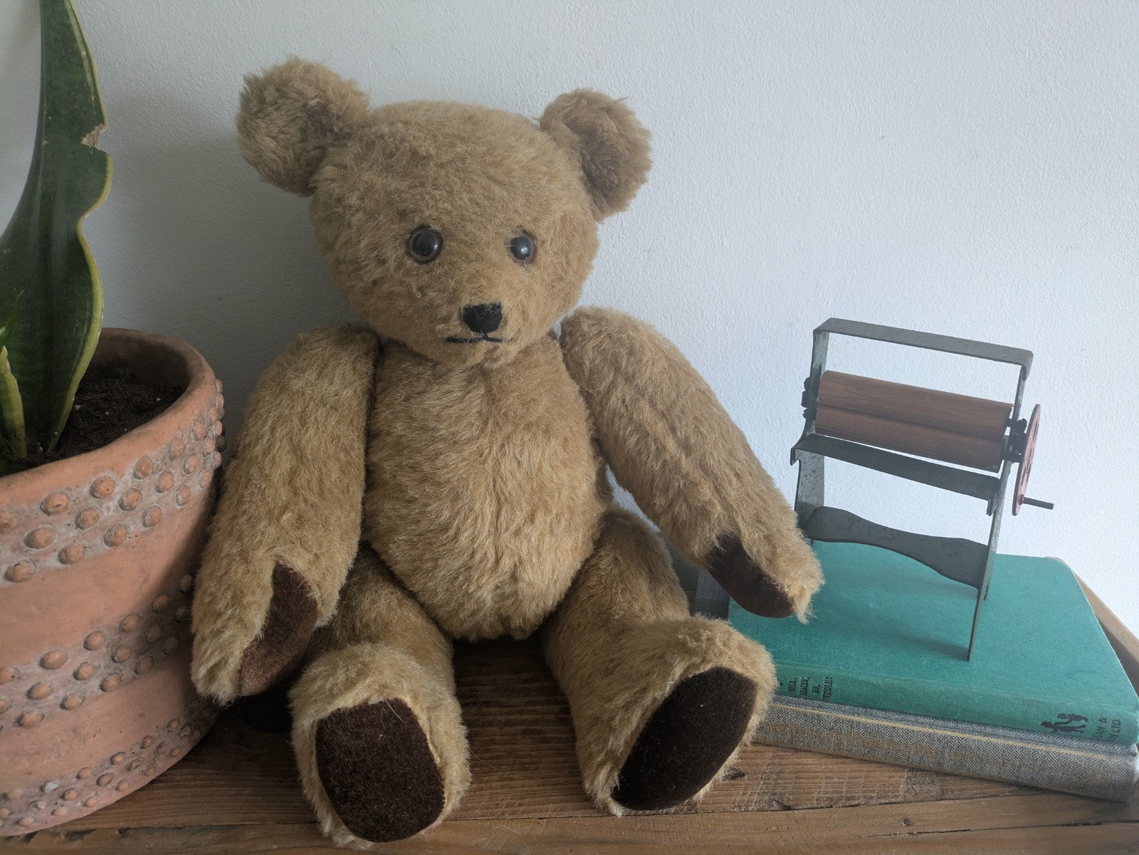 Vintage Old Mohair Teddy Bear Soft Toy Jointed Limbs Oldacre Crafts UK 70s 80s