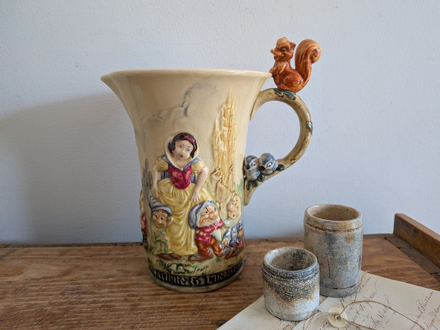 Rare Wadeheath Musical Snow White & The Seven Dwarfs Jug c1938 Art Deco, Working