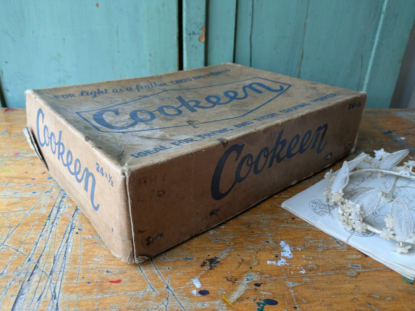 Cookeen Box Vintage Packaging Kitchenalia Food Advertising Cakes Pastries Prop