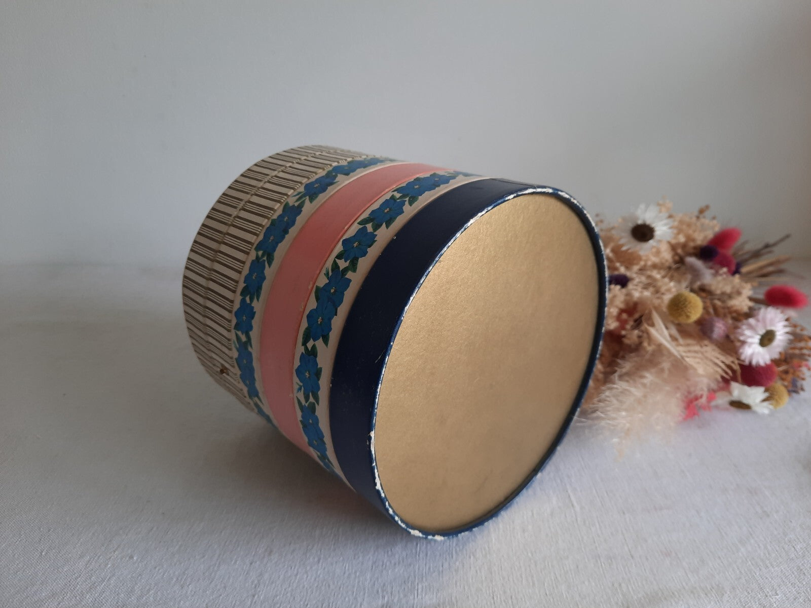 Vintage 5 Tier Cardboard Box England Rare Round Chocolate Storage Floral Display