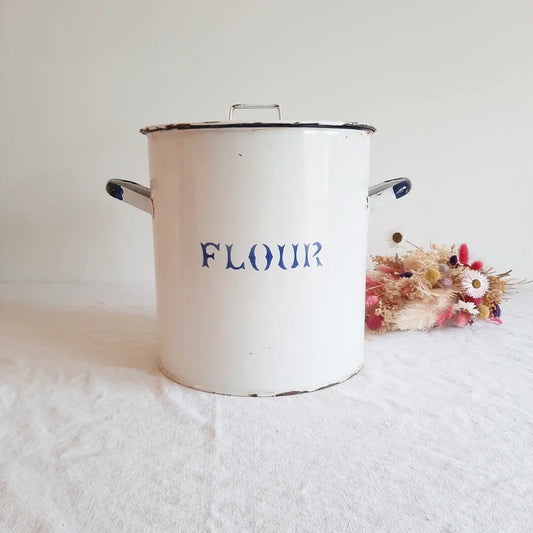 Antique / Vintage Enamel Flour Bin Storage Container Kitchen Display Early Retro