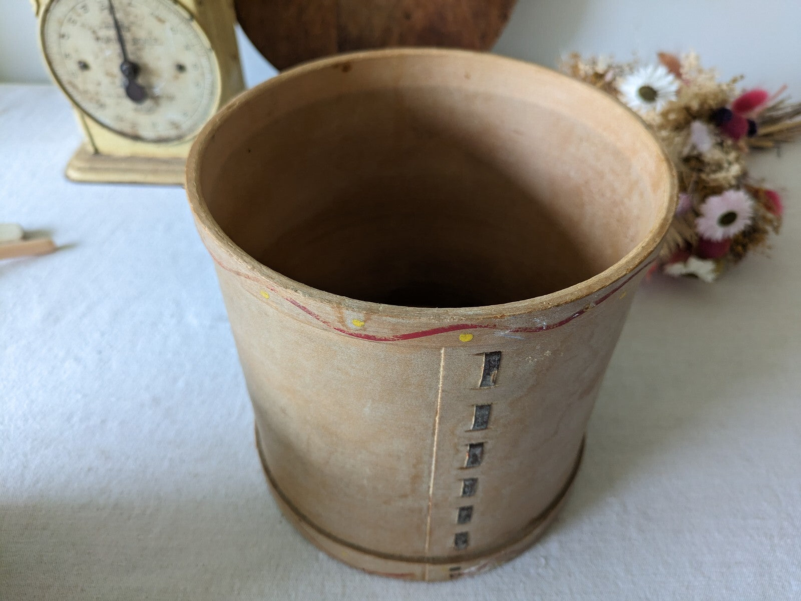 Vtg Canister Set Fruit Wood Rustic Farm House Utensil Decor Bentwood Rare Pots