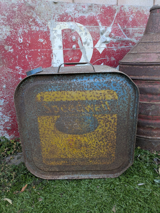 1930s Speedwell Motor Oil Can Drum Rare Antique Display Decor Garage Mancave USA