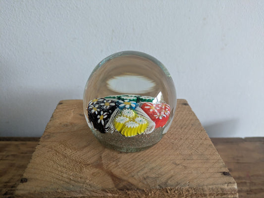 Vintage Murano Glass Paperweight Unmarked Millefiori Polished Base Italian Vgc 
