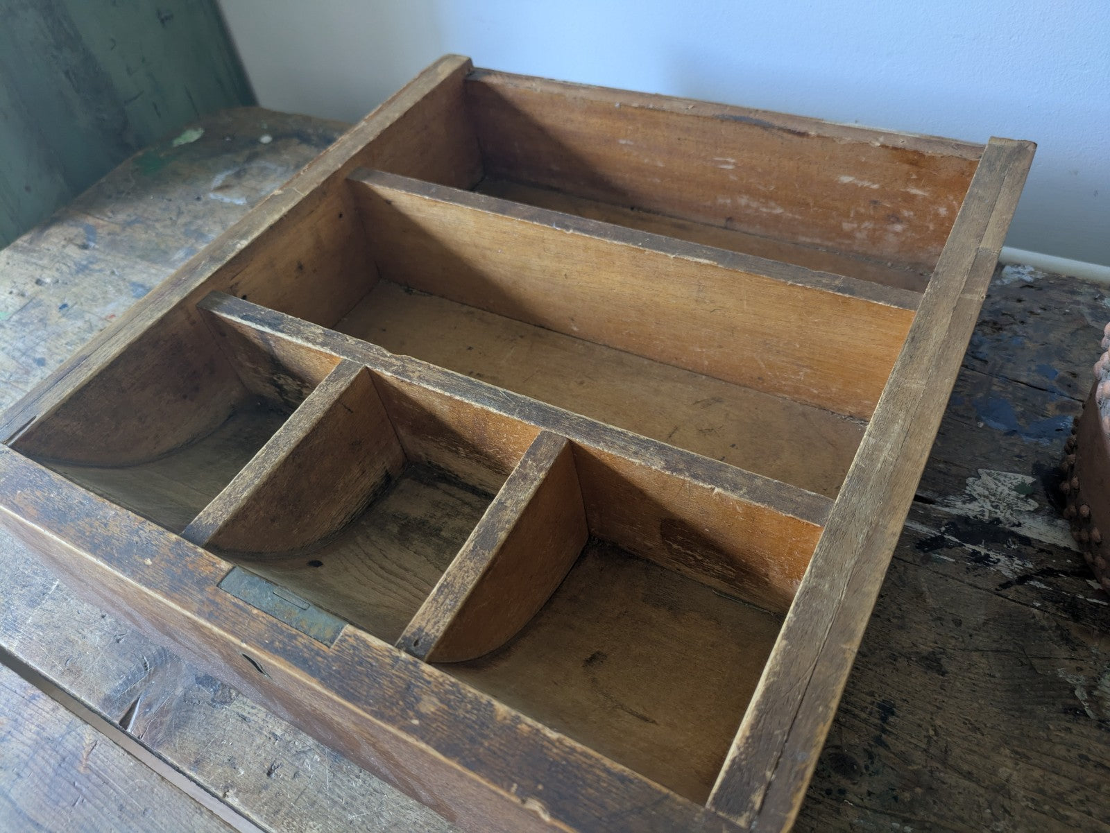 Vintage Antique Cash Till Register Oak Wood Drawer Coin Money Notes Bank Slots