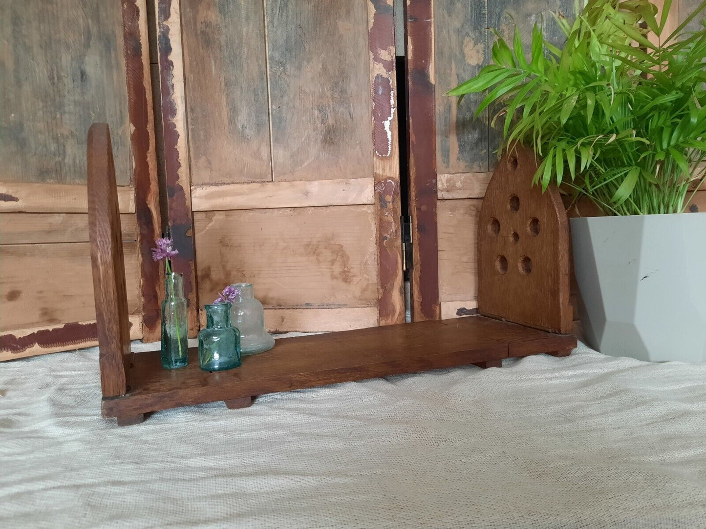 Antique Extending Wooden Bookshelf Arch Gothic Church Desk / Table Top Bookends