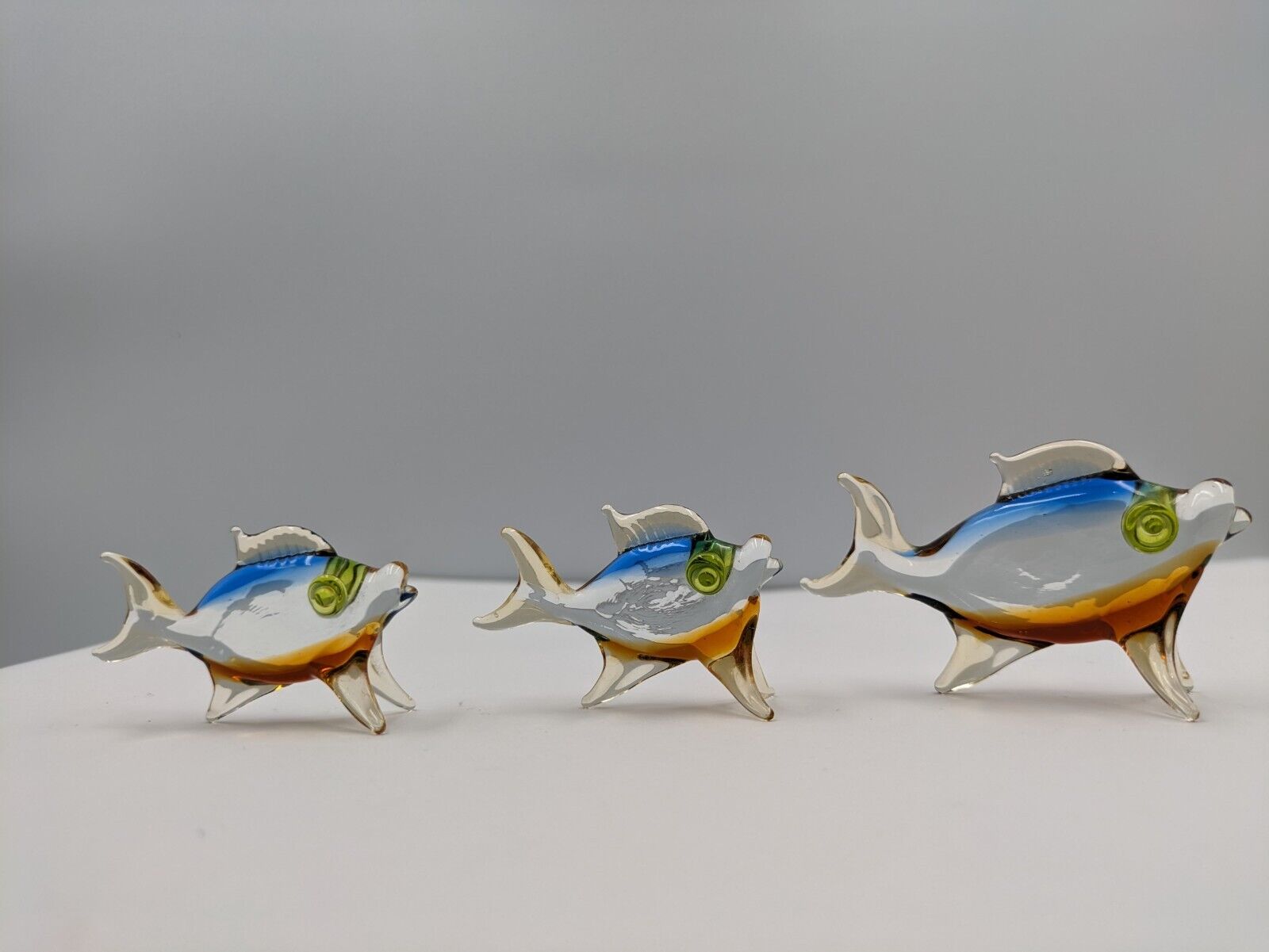 3x Murano Glass Lauscha Glass Bimini Glass Fish Figure Ornament Set Shawl Mini