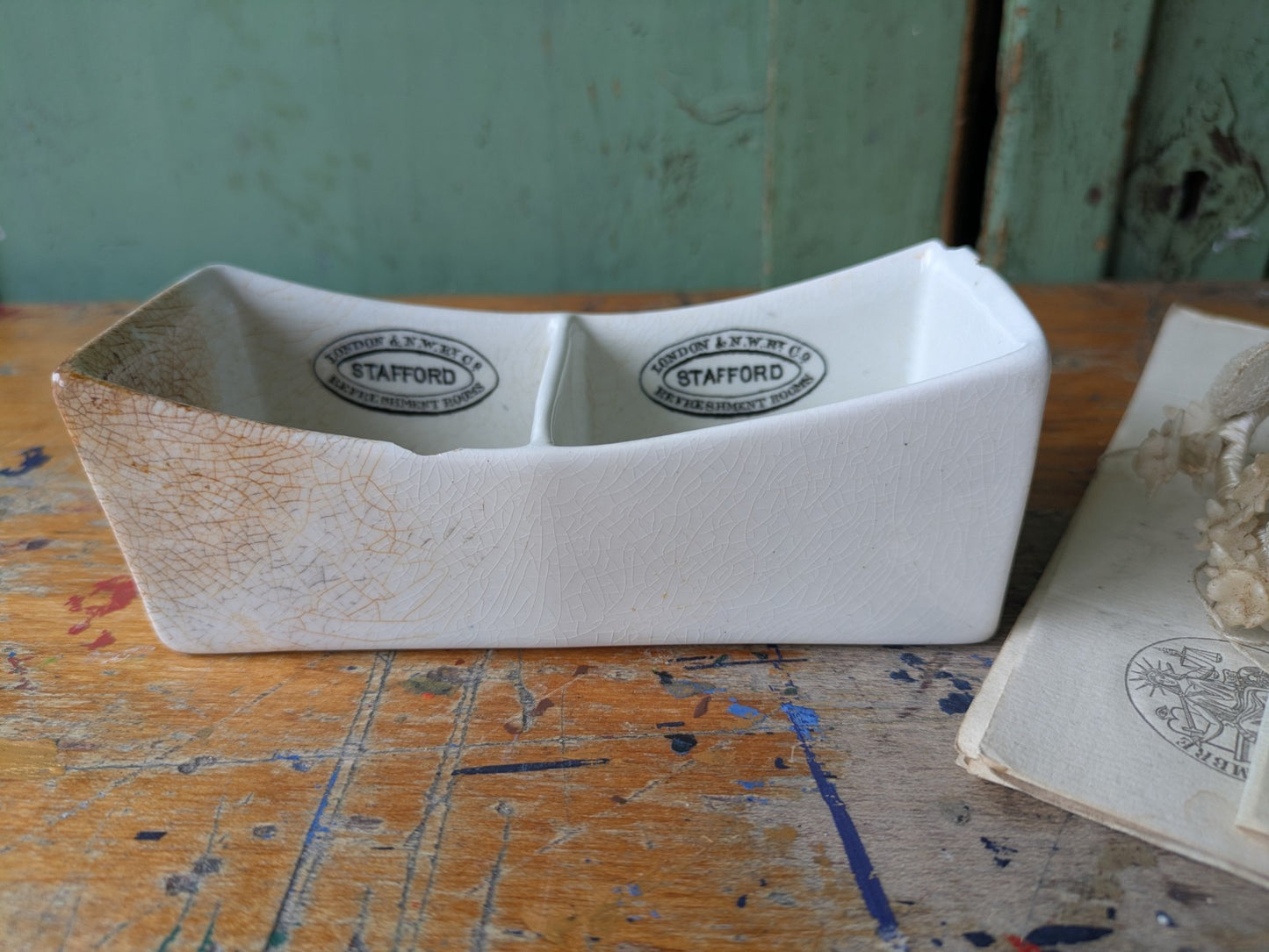 Antique Copeland Soap Dish Refreshment Rooms London &  N.W. Railway Pot c1890’s