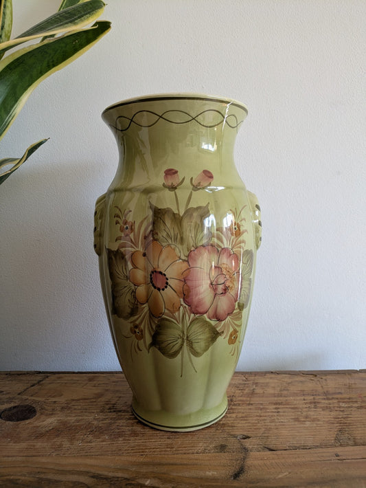 Large Floral Pottery Vase Portugal Simons Bros Ltd Decorative Prop Florist vgc
