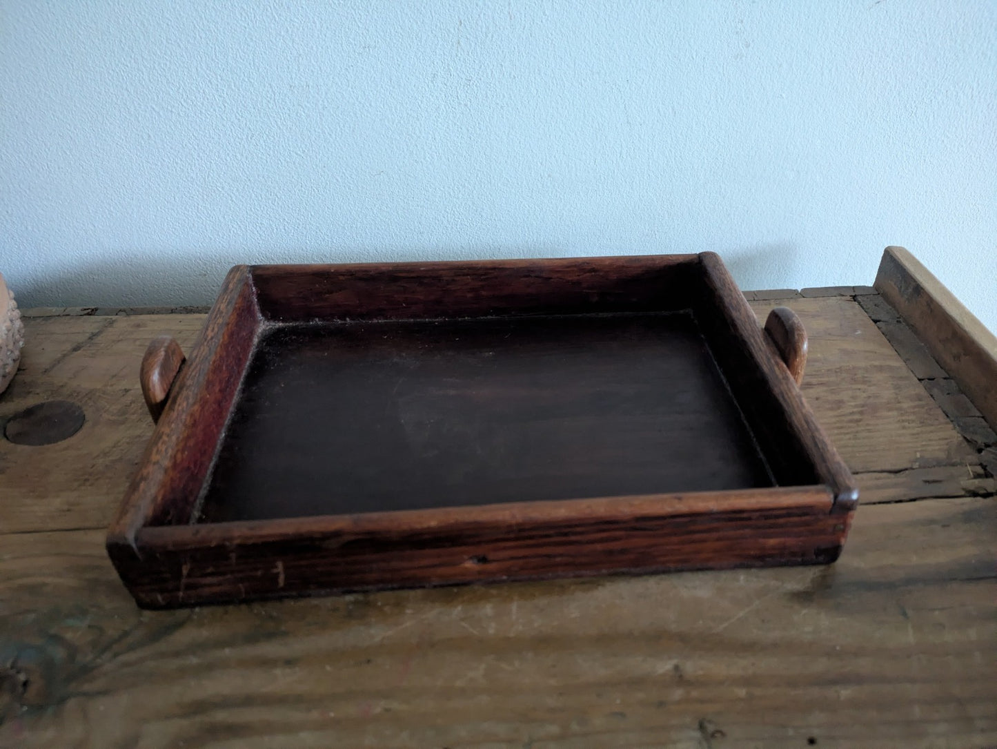 Antique Vintage Wood Tray Crate Box Craft Rare Original Old Trinket Desk Sewing 
