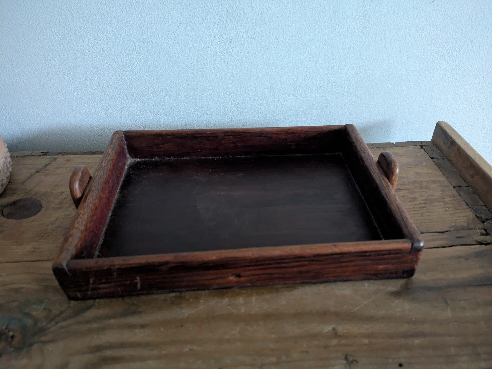Antique Vintage Wood Tray Crate Box Craft Rare Original Old Trinket Desk Sewing 