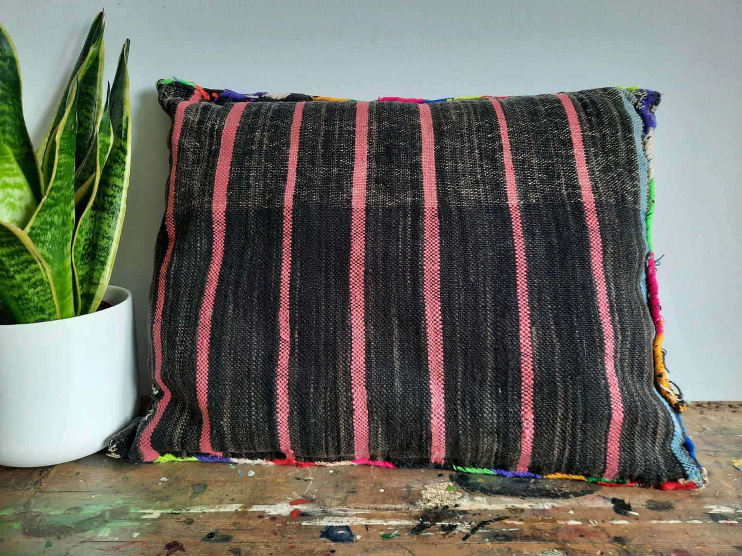 ANTIQUE Vintage aztec BOHO KILIM ORIGINAL Cushion geometric tribal woven SADDLE 