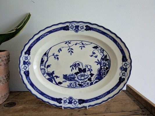 Antique Vintage 1930’s Alfred Meakin Jesmond China Platter Blue White Prop Serve