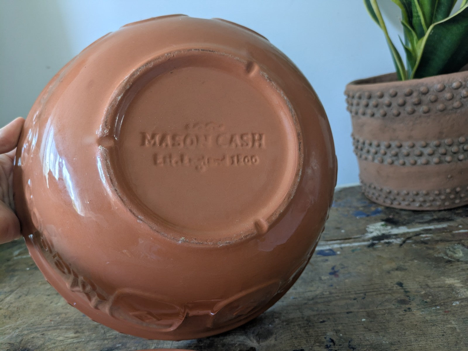 Large Mason Cash Terracotta Bread Baking Bowl Incl Lid Kitchen Cooking Mixing