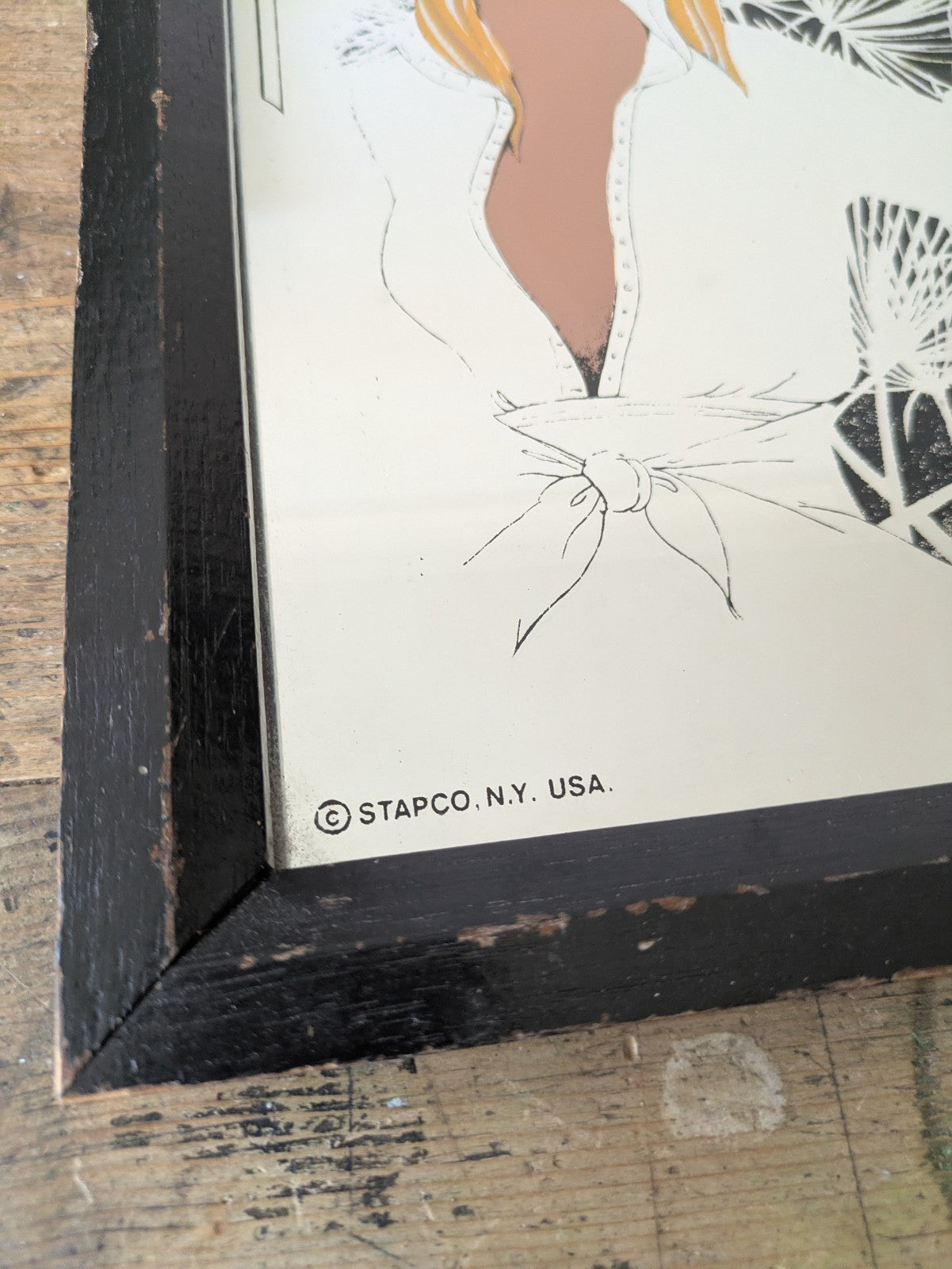 Aspell Saggers & Co 77 Advertising Mirror Sapco - Framed Retro Model Woman VTG 