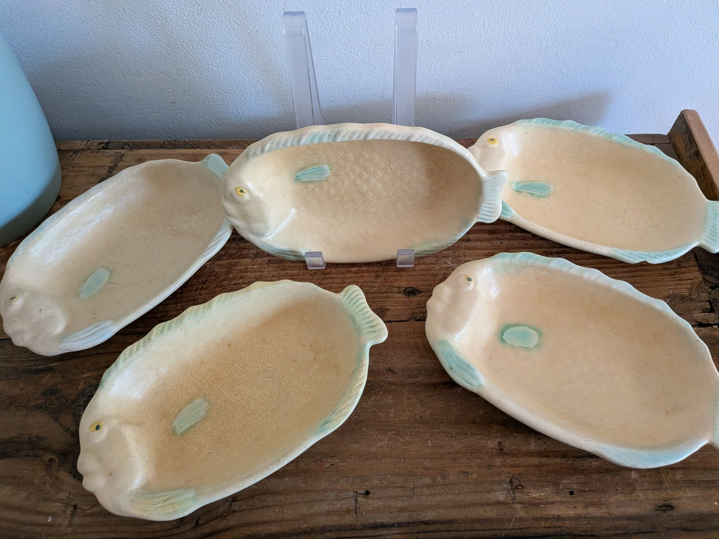 5x Shorter & Son Art Deco Fish Plate Bowls Dishes Matt glaze Clarice Cliff Serve