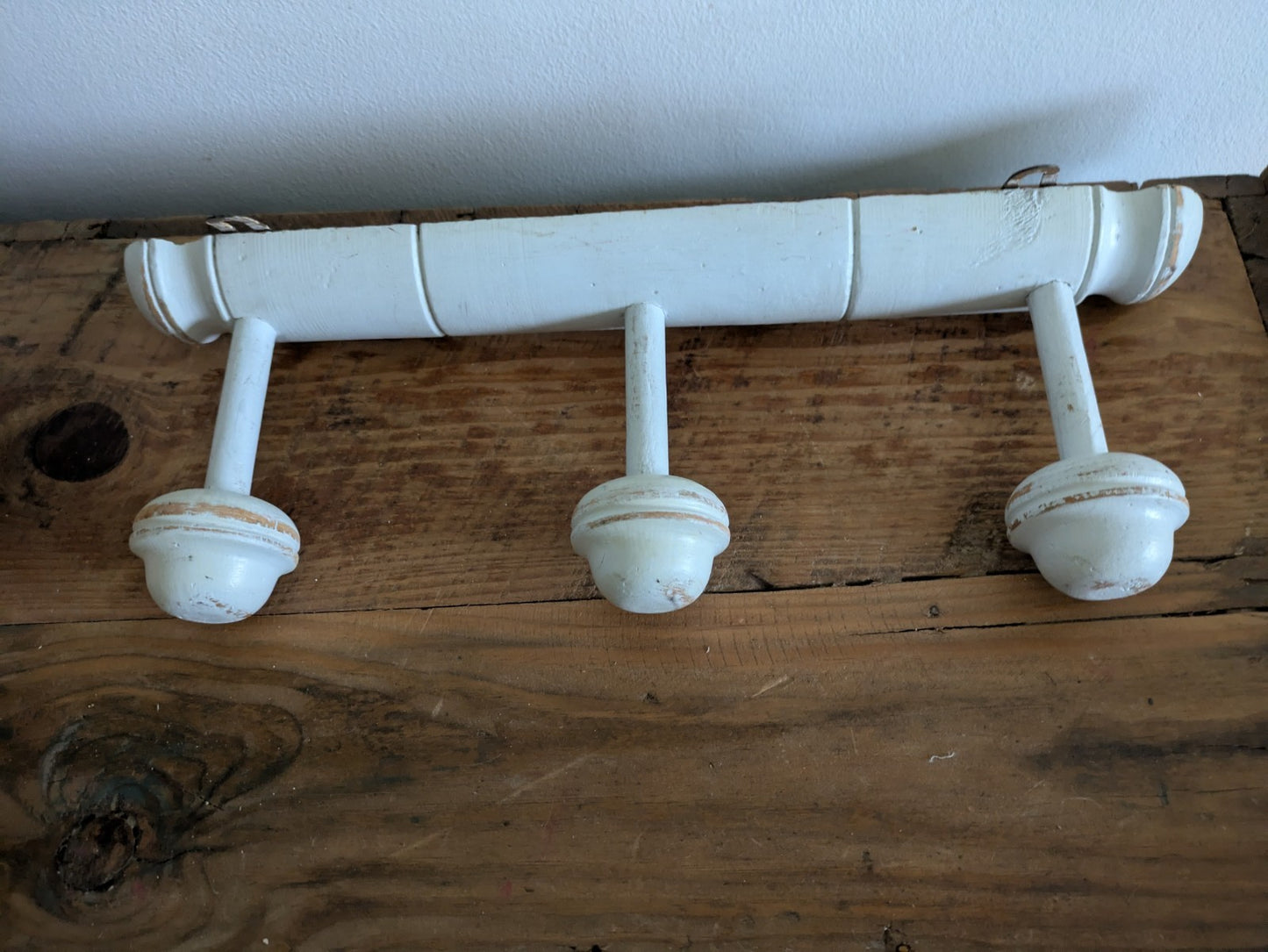 Vintage French Industrial Hat Hooks Coat Rack Hook 1930s Wooden Wood Wall Prop