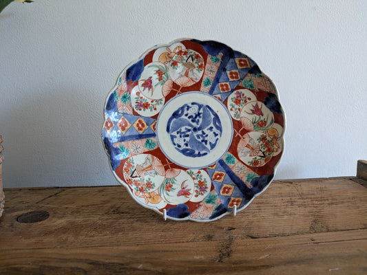 Antique Japanese Imari Decorative Plate Porcelain Flower Rabbit Geisha Painted