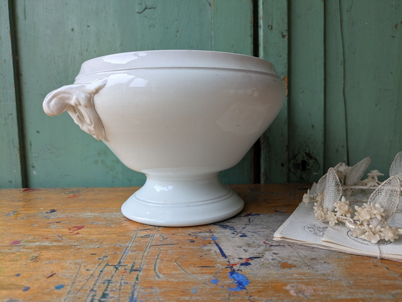 Antique French Faience Soup Tureen/ Soupiere Digoin & Sarreguemines Circa 1930