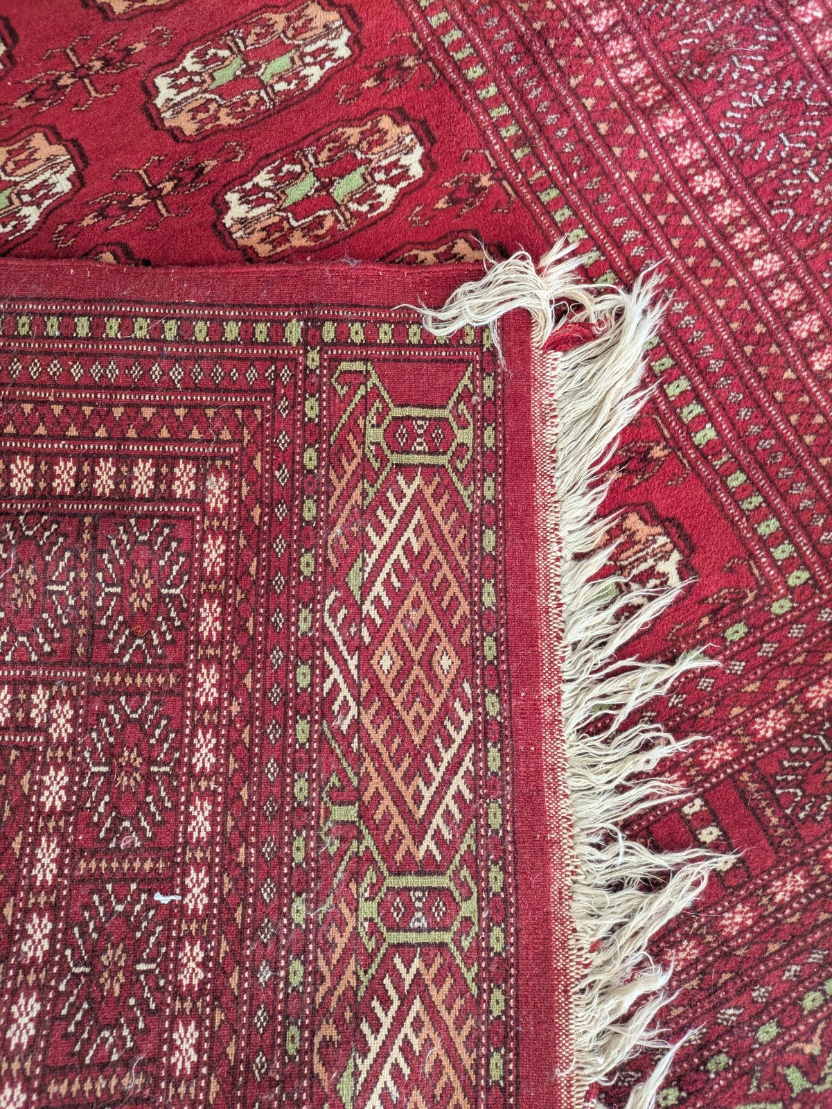 Red Vintage Bokhara Tribal Rug Handmade Afghan Turkmen Mori Gol Oriental Rug Vgc