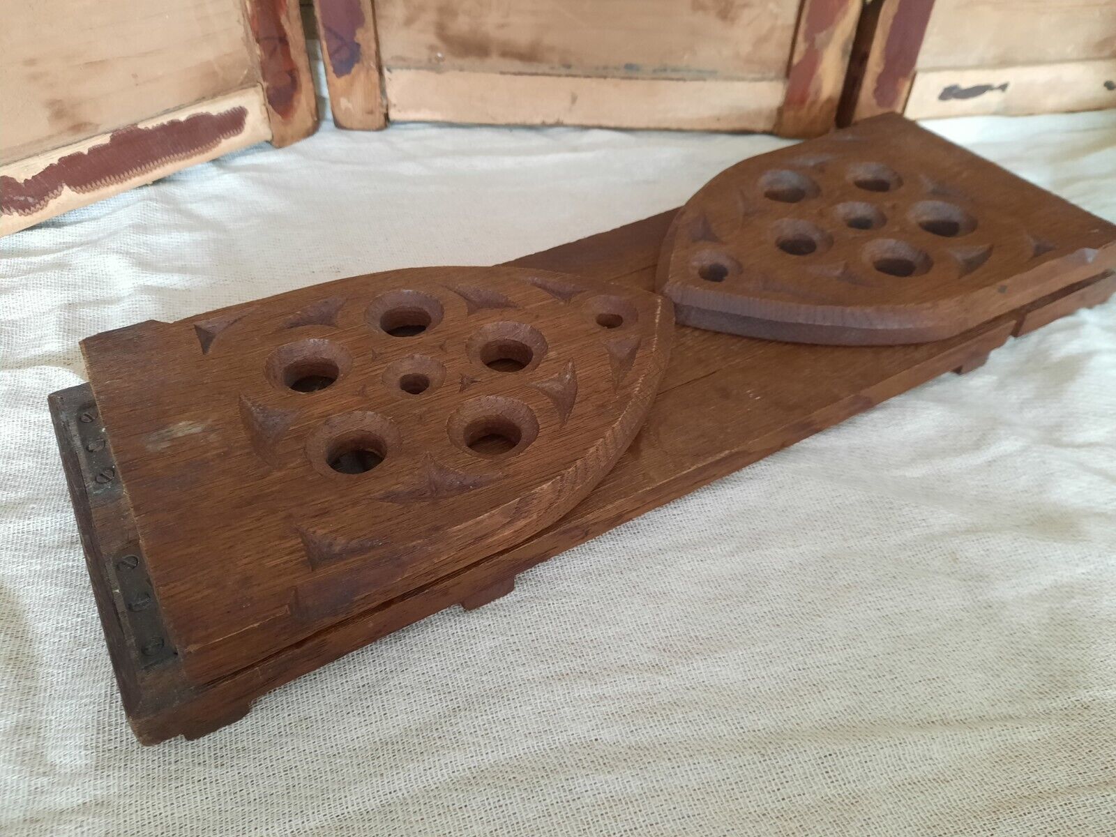 Antique Extending Wooden Bookshelf Arch Gothic Church Desk / Table Top Bookends