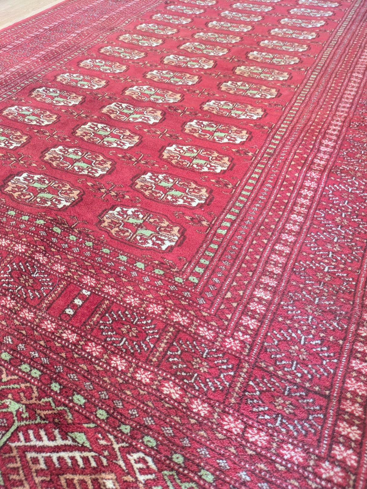 Red Vintage Bokhara Tribal Rug Handmade Afghan Turkmen Mori Gol Oriental Rug Vgc