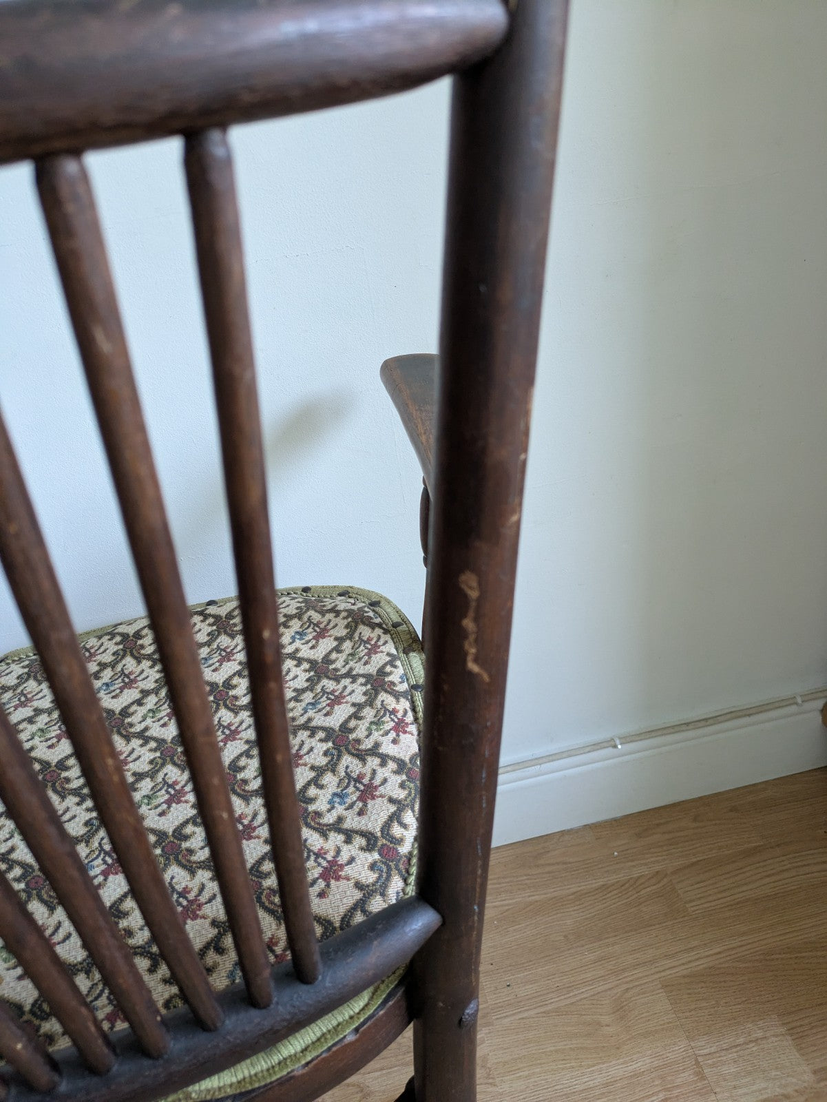 Antique Fischel Bentwood Carver Chair Upholstered Seat Thonet Early 20th Century