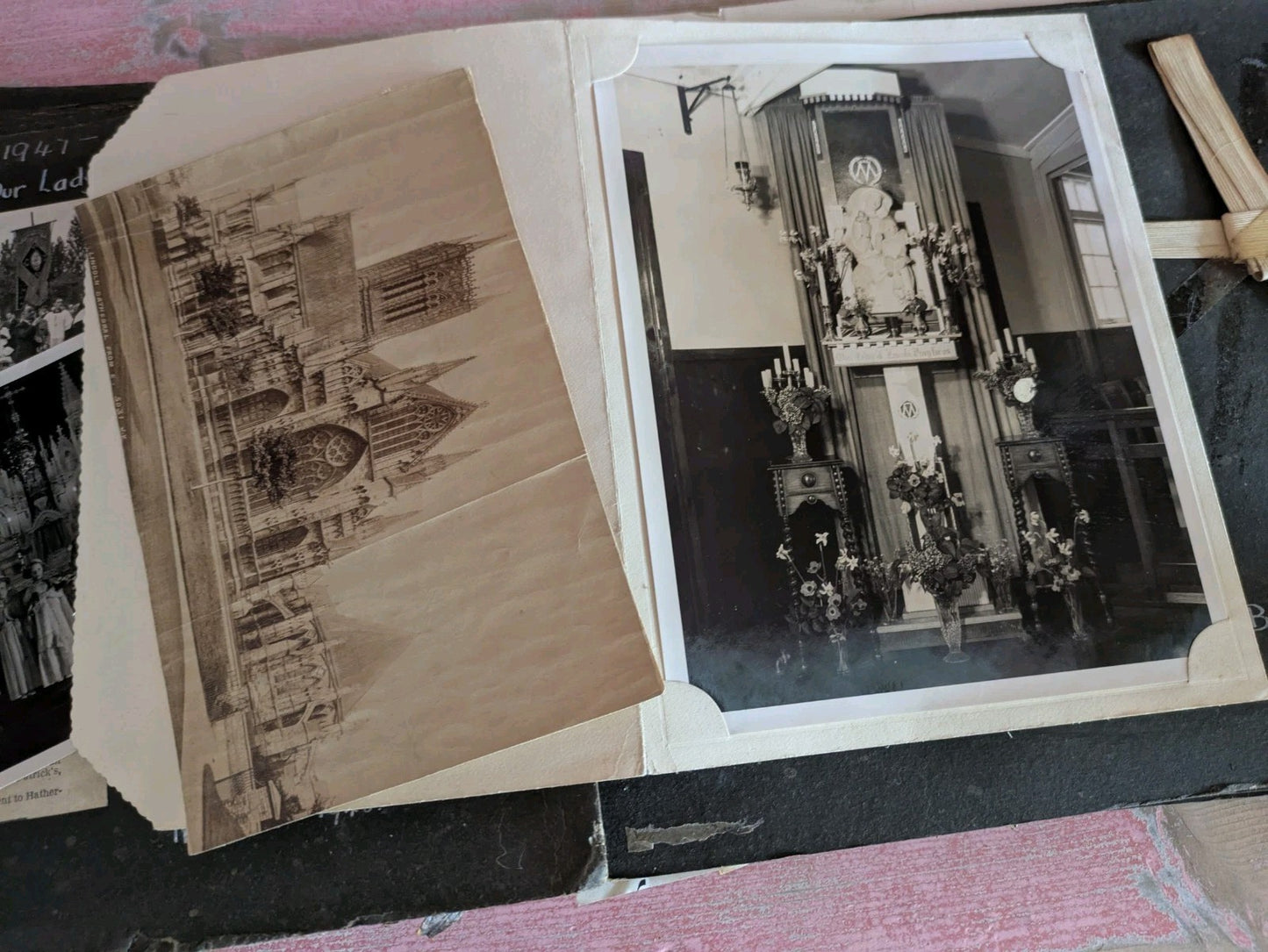Vintage 1940s WW11 Egyptian Leather Brown Large Photo Album Full Ephemera Photos